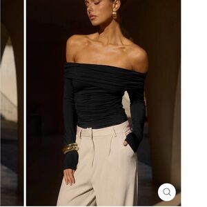 Azura Black off shoulder Long Sleeve Top- small